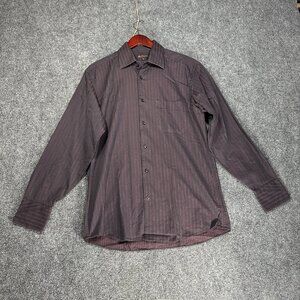 Ben Sherman Shirt Mens 15  Medium Button Up Purple Stripe Cotton Pocket
